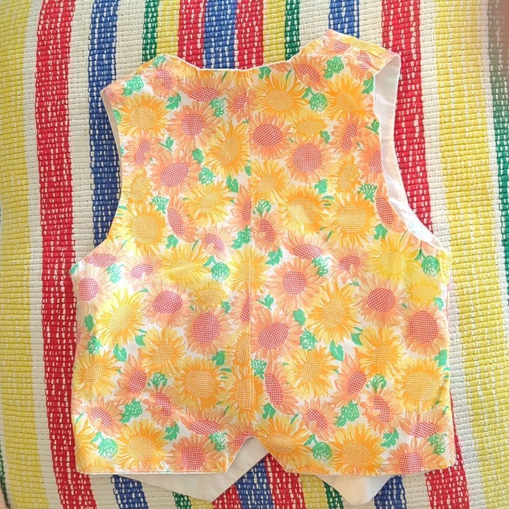 Vintage yellow sunflower handmade vest youth - Picture 3 of 5